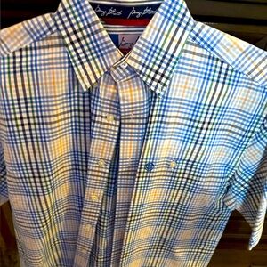 George Strait Men's Blue and Yellow Plaid Shirt